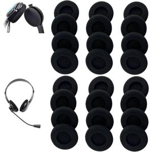 24 Pack Headphone Earpads Replacement Cushions 55MM Black | Soft Headset Ear Covers & Ear Cushions for Plantronics Headsets, Universal Fit for Office Telephone Headsets Daily Use & Maintenance