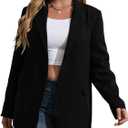 Womens Plus Size Casual Blazer Jackets Long Sleeve Open Front Buttons Work Office Lapel Blazers with Pockets (3X-Large, 00-black)
