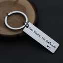 Beeshion Funny Keychain for Couples I'm Yours No Refunds Keychain Engraved Initial Personalized Gift for Husband Boyfriend