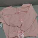 BEAUDRM Women's Bowknot Sweater Cute Long Sleeve Boat Neck Drop Shoulder Pullover Jumper Tops Fall Fashion Sweaters Pink Large