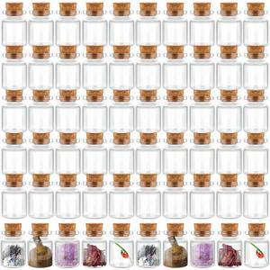 Bokon 200 Pcs Potion Bottles Cork Stoppers Small Glass Bottles DIY Mini Glass Jars Tiny Clear Vials with Cork Lids Cork Bottles for Display Art Crafts Decoration Party Supplies(5 ml)