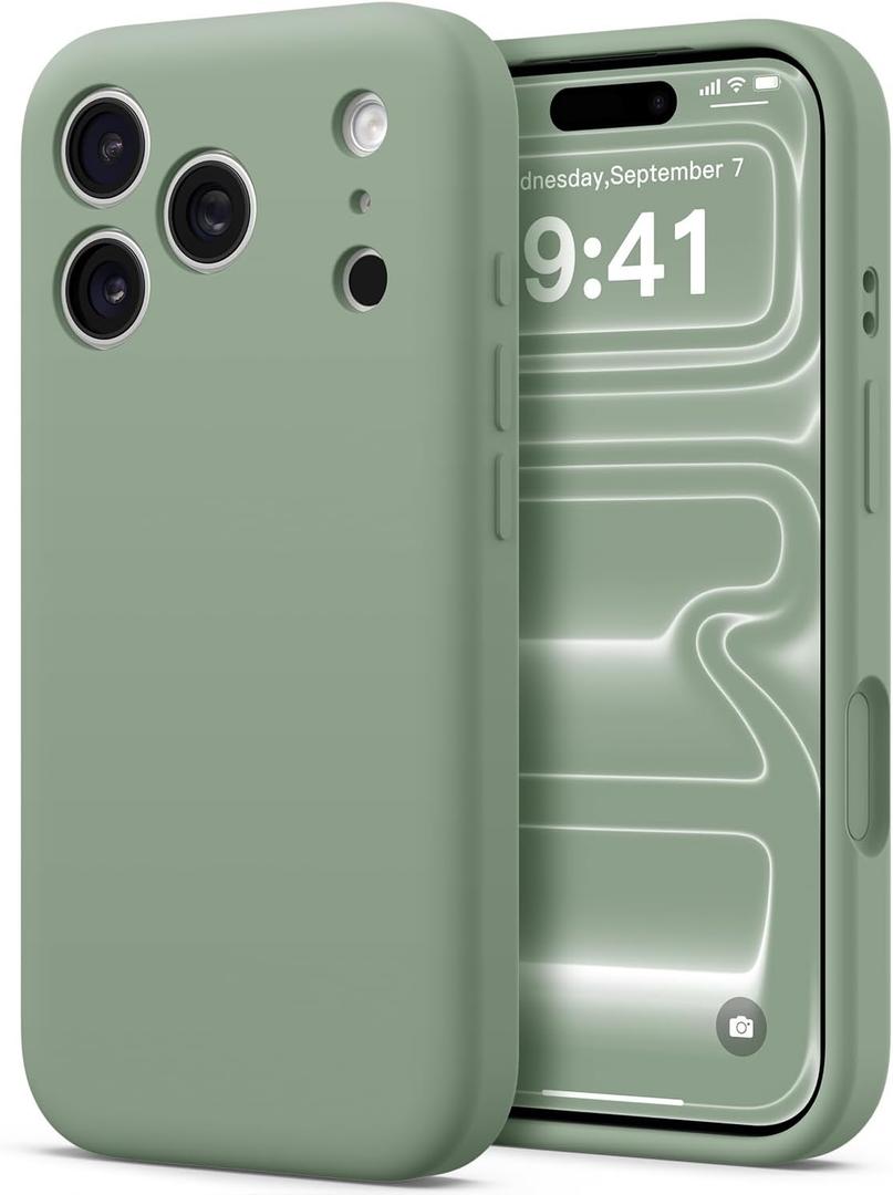 AOTESIER Compatible with iPhone 17 Pro Case, Silicone Upgrade [Full Camera Protection][Integrated Camera Control Button] Shockproof Protective 17 Pro Phone Case with Anti-Scratch Lining, Calke Green