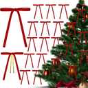 24 Pcs Velvet Christmas Bows - 5 x 7 Inch Vintage Rustic Ribbon Bows for Wreaths, Garlands, Gifts, and Home Decor - Perfect for Christmas, Weddings, Indoor & Outdoor (Red)