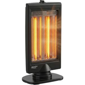 Comfort Zone Oscillating Portable Space Heater, Flat Panel, Halogen, Infrared, Electric, Adjustable Tilt, Overheat Sensor, Stay-Cool, & Tip-Over Switch, Ideal for Home, Bedroom, & Office, 800W, CZHTV9