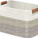 Large Collapsible Laundry Basket, Clothes Hamper for Blanket, Toy, Towels, Woven Baskets for Storage, Nursery Home Decor Living room 21.6" x 15" x 11.8", Gradient Brown