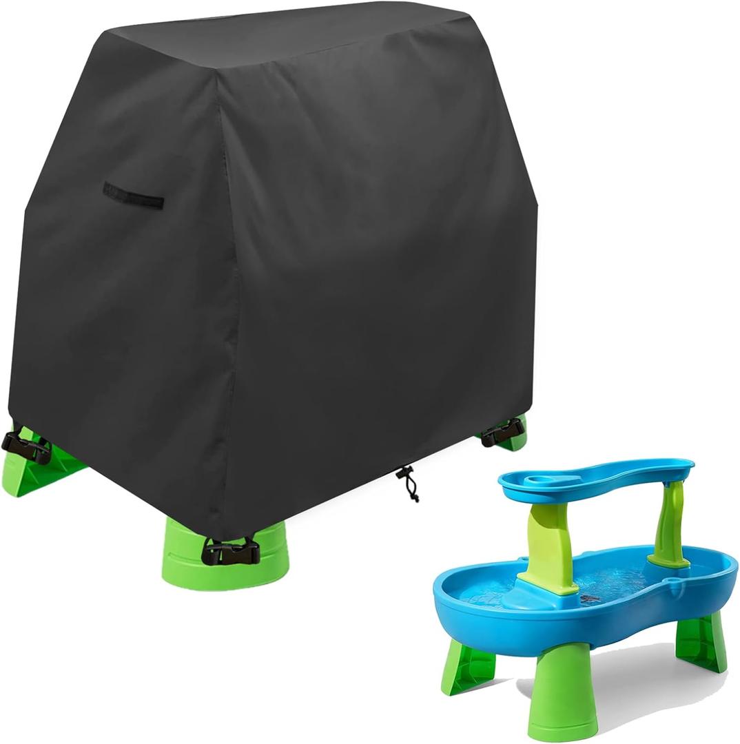 Kids Water Table Cover Fit Rain Showers Splash Pond Water Table,Waterproof Dust Proof Anti-UV Outdoor Toys Cover-Cover only (Black)
