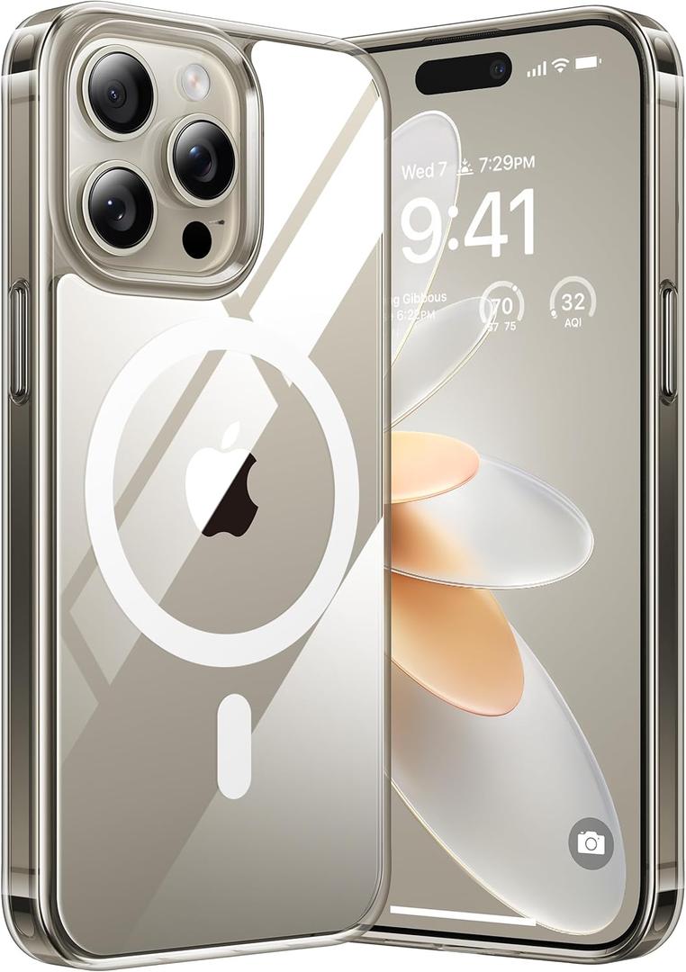 TORRAS Magnetic for iPhone 15 Pro Max Case, [Compatible with MagSafe] [Non-Yellowing] 12FT Military Grade Drop Tested Slim Protective Anti-Scratch Cover, Guardian Series, Crystal Clear 6.7"