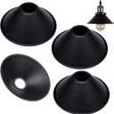 4-Pack 7.08" Industrial Vintage Metal Bulb Guard Black Iron Cone Ceiling Holder DIY Light Shade Decorative Replacement Lamp Shade for Pendant Light Table Lamp Wall lamp Wall Sconce