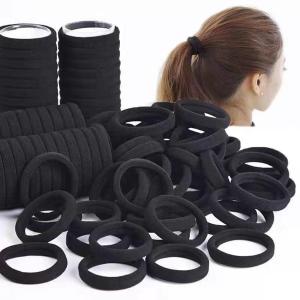200PCS Black Hair Ties for Women Girls Seamless Thick Hair Band Elastic Hair Ties No Damage Ponytail Holder for Long Lasting Braids Ponytails and Medium Hair Cotton Elastic Bands Soft Hair Accessories