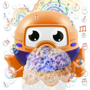 Chuchik Bubble Bath Maker for The Bathtub. Blows Bubbles and Plays 24 Childrens Songs  Baby, Kids Bath Toys Makes Great Gifts for Toddlers  Sing-Along Machine (Orange Octopus)