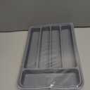 Aujen Silverware Organizer - Expandable Kitchen Drawer Organizer, Adjustable Utensil Organizer, Cutlery Tray for Forks, Knives, Multipurpose Kitchen Organizers and Storage Solution, Grey, Medium