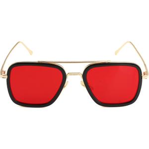 AIEYEZO Tony Stark Sunglasses Vintage Square Metal Frame Eyeglasses for Men Women - Iron Man and Edith Sun Glasses