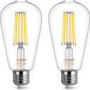 DiCUNO LED Edison Bulb 60 Watt Equivalent, Daylight White 4500K, Dimmable Edison Light Bulbs ST64, Antique LED Filament Light for Kitchen Lighting, 700 LM, Clear Glass, Pack of 2