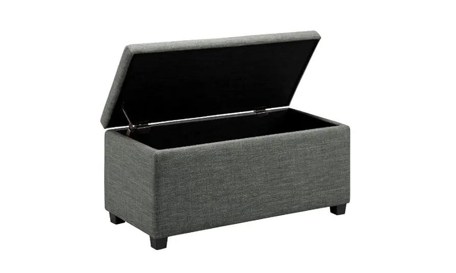 Amazon Basics Upholstered Storage Rectangular Ottoman and Entryway Bench, Polyester, Charcoal Gray, 90.17 cm (W) × 41.91 cm (D) × 43.18 cm (H)