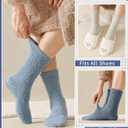 Mens Fluffy Socks With Grips Mens Slipper Socks Non Slip Winter Warm Extra Thick Plush Cabin Home Sleeping Socks (S)