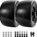 (2-Pack) 11x6.00-5 Flat Free Zero Turn Mower Tires & Wheels, 11x6.00-5 Solid Lawn Mower Tires with Adjustable 5.9"-8.1" Centered Hub, 3/4", 5/8", 1/2" Bearings for Cub Cadet & Toro ZTR, 2PCS