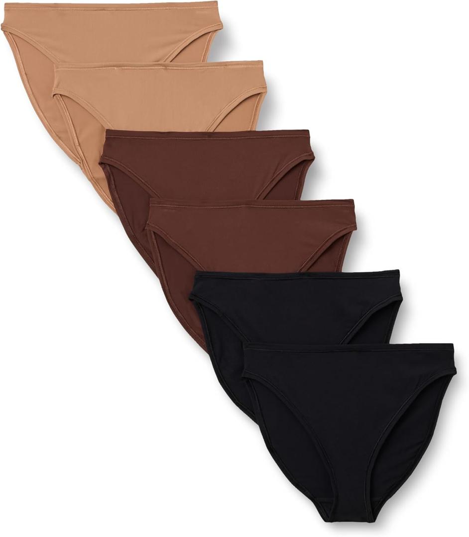 Amazon Essentials Women's Peached Microfiber High Waisted High Leg Panty (XX-Large, Black/Rich Hazel/Washed Bronze)