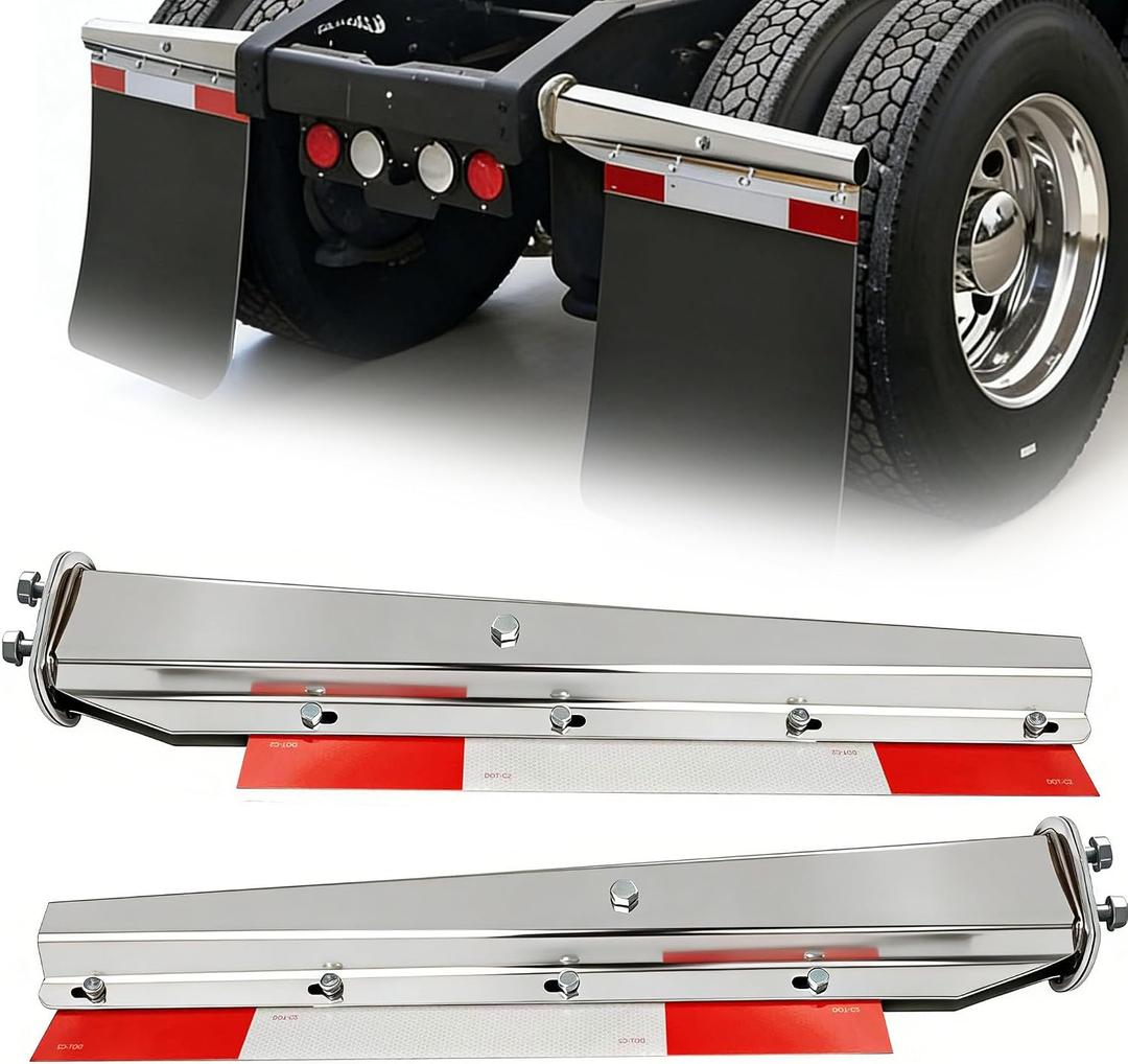 2 1/2" Bolt Tapered Mud Flap Hangers for Semi Trucks Mudflap Hangers for Semi Mud Flaps Holder Mount with Reflective Strip Sticker 30" Length