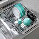 JASIWAY Dish Drying Rack in Sink, Expandable Stainless Steel Dish Drainers for Kitchen Counter, Space Saving Dish Dryer Rack with Drainboard, Over The Sink Dish Racks with Utensil Holder, Black