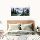 Tarfupth Large Misty Forest Wall Art for Living Room Green Nature Mountain Landscape Canvas Artwork with Trees and River Nature Art for Bedroom Office Home Decor 20x40 Inch, 20L" x 40W"