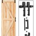 EaseLife 5 FT Sliding Barn Door Track and Handle Hardware Kit,Basic J Pulley,Slide Smoothly Quietly,Easy Install (5FT Track Kit for 24"~30" Wide Single Door), Black