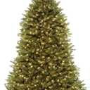 National Tree Company 6.5 ft Pre-Lit Dunhill Fir Artificial Christmas Tree, 650 Clear Lights, 1,838 Tips, Includes Stand, Green