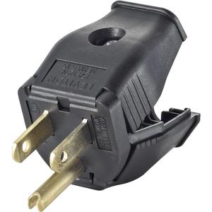 Leviton 2-Pole, 3 Wire Grounding Plug, 3W101-E, Black