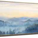 YJYart Canvas Wall Art Misty Forest Gold Wall Decor Nature Painting Modern Artwork for Bedroom Kitchen Office Wall Decorations 24x48 Inch