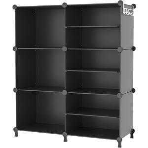 AWTATOS Closet Organizer 6 Cube Storage Shelves Portable Closet Clothes Organizers and Storage Stackable Cubby Shelving for Closet Bedroom Living Room Office Black, 30x40CM