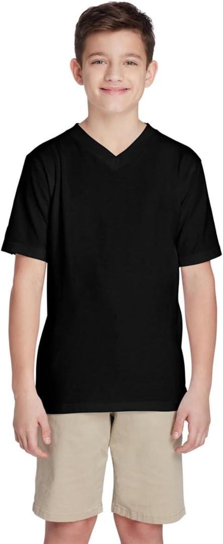 French Toast Men's Short Sleeve V-Neck Tee (Black, L)