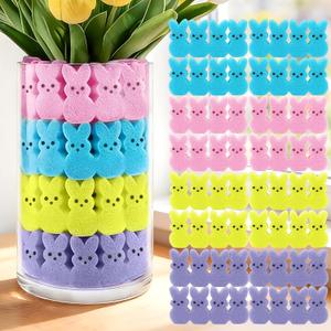 2 x 64Pcs Easter Decorations, Sponge Bunnies Vase Filler, Sponge Easter Peeps, Spring Indoor Decor for Tiered Tray and Table Centerpiece Decor