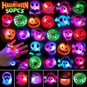 50 Pcs LED Flash Light Up Rings - Halloween Toys for Kids, Party Favors & Goodie Bag Fillers