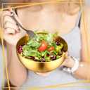 Nuogo 10 Pcs Gold Bowls 5.9 Inch Stainless Steel Mixing Bowls Decorative Esthetician Bowl for Facial Metal Serving Bowl for Holiday Birthday Party Wedding Baking Prepping Salad Fruit Soup