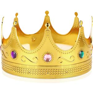 Adorox Gold Royal King Plastic Crown Prince Costume Accessory Adult/K Kid (1)