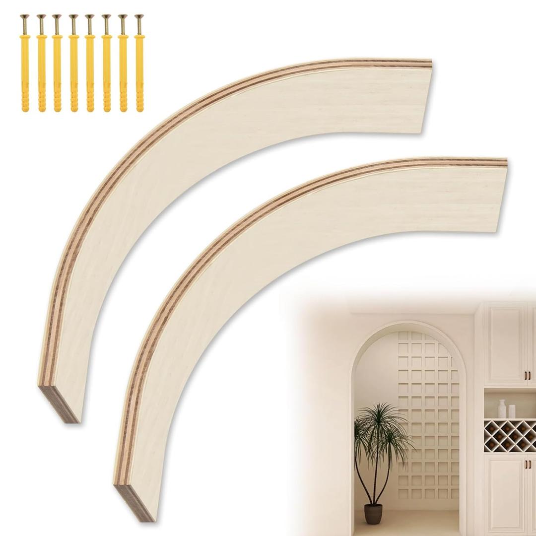 2 Pcs Wooden Doorway Arch Kit for Drywall, DIY Rounded & Half Circle Door Frame Kit, Easy Home Renovation Interior Archway Decor for Living Room & Entryway