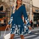 MixShe Summer Dresses for Women 2025 Wedding Guest Dress Fall Fashion Italian Outfits Elegant Classy Homecoming Clothing Plus Size Beach Vacation Clothes (Blue Floral , XL)