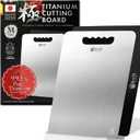 Titanium Cutting Board | 99.5% Pure Japanese Titanium | Non-Toxic | Lightweight & Dishwasher Safe | M Size | Made in Japan | With Non-Slip Mat | For Kitchen & Camping Use