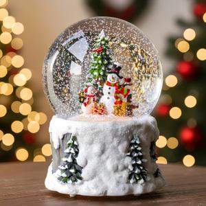 Snowmen Christmas Snow Globe, Musical Lighted with 6H Time Snowman Water Lantern with Swirling Glitter, Christmas Holiday Party Gifts and Decorations