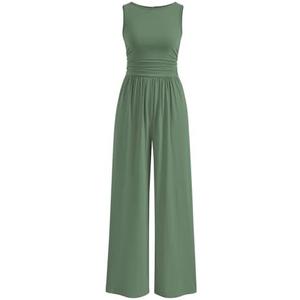 PRETTYGARDEN One Piece Jumpsuits for Women Dressy Casual Sleeveless Crewneck Wide Leg Rompers Jumpers Vacation Summer Outfits M