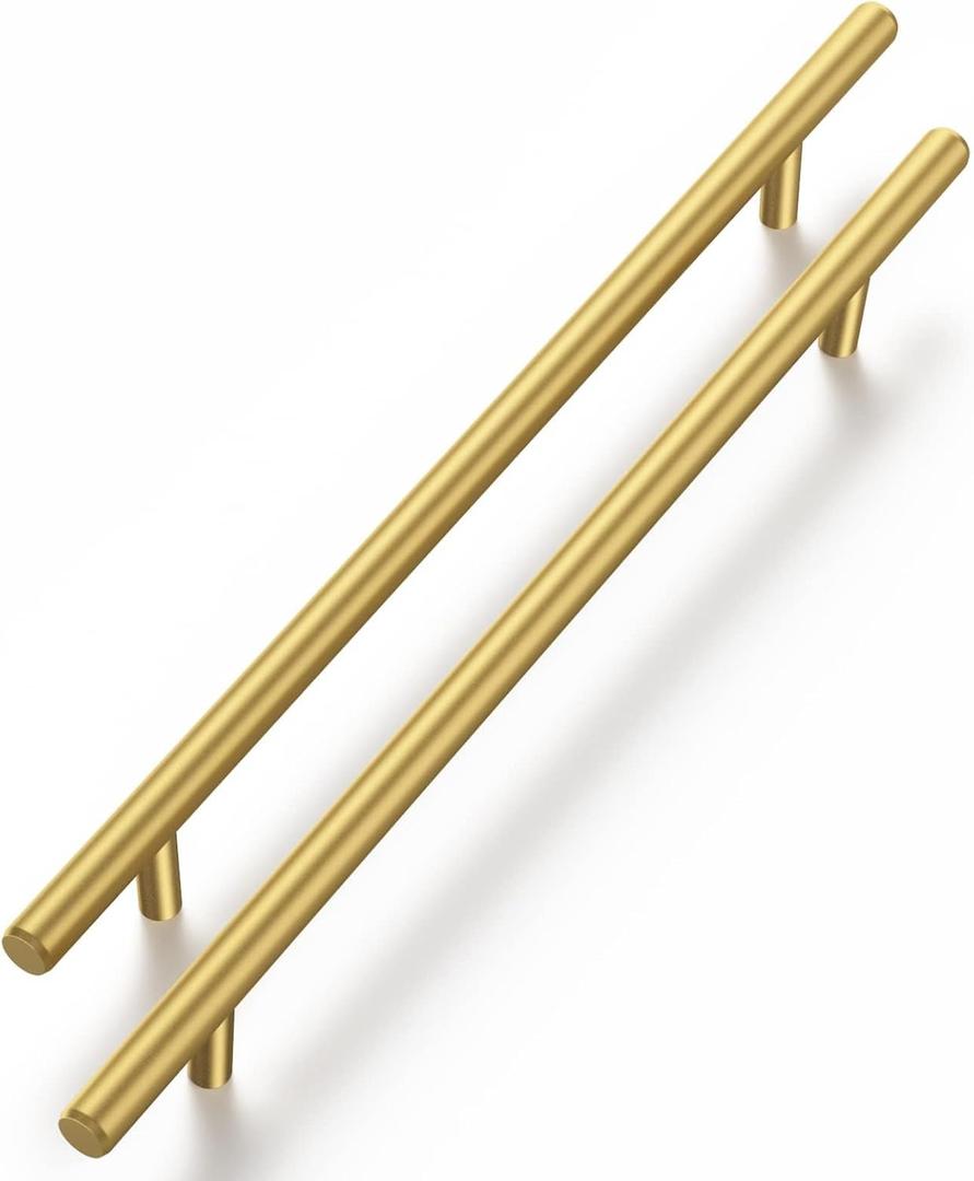 Haliwu 10 Pack Cabinet Handles Brass Gold Cabinet Pulls 8-4/5 Inch Hole Center Drawer Pulls Modern Bar Dresser Handles for Bathroom Kitchen Bedroom
