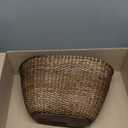Retrospec Cane Woven Oval Dreamcatcher Basket with Authentic Leather Straps & Brass Buckles (Dark Stain)