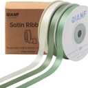 QIANF Sage Green Double Face Satin Ribbon 3/8 Inch x 45 Yards Moss Green Cream Fabric Ribbon for Gift Wrapping, Flower Bouquets, Bows Making, Wedding Decoration, Invitations, Christmas (3 Rolls *15Yd)