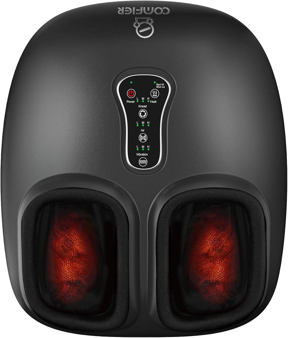 COMFIER Shiatsu Foot Massager with Heat,Vibration,Rolling Compression,FSA HSA Eligible,Feet Massager Machine for Plantar Fasciitis,Neuropathy,Fits Size up to 13 Multiple Modes,Gift for Men,Women