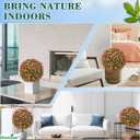 Fake Plants - 18" Wide Set of 2 Faux Boxwood Plants for Outdoor Planters, UV Resistant Artificial Topairy Ball Trees with Spike for Outdoor Decor (A - Pink Lilacs)