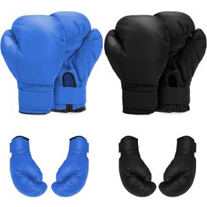 2 Pairs Boxing Gloves for Beginners & Kids, Boxing Training Gloves Suitable for Men & Women, Lightweight Shockproof Gloves for Training & Practice (Blue+Black)