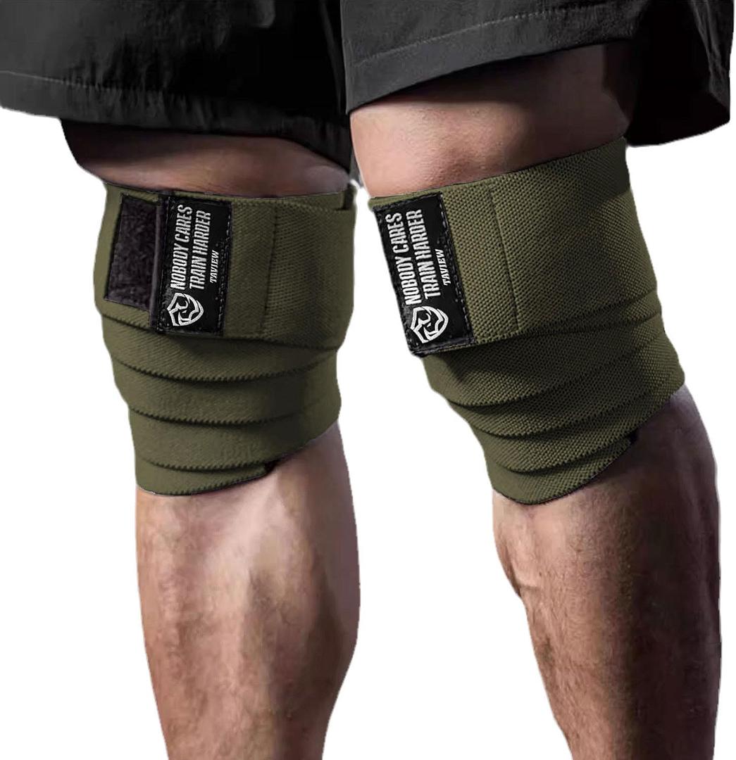 TAVIEW Elbow Wraps for Weightlifting (1 Pair), 47" Elastic Elbow Support & Compression Powerlifting, Fitness, Cross Training & Gym Workout - Elbow Straps for Weight Lifting (72" knee wraps (Arm Green))