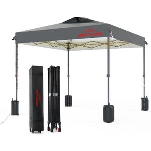12x12 Pop Up Canopy, Easy Up Canopy Tent, Heavy Duty Tents for Parties, One Person Set Up Event Tent, Light Gray