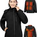 Heated Jacket for Women with Btter Pack, Winter Outdoor Soft Shell Electric Heating Coat with Detachable Hood (Large, Black)