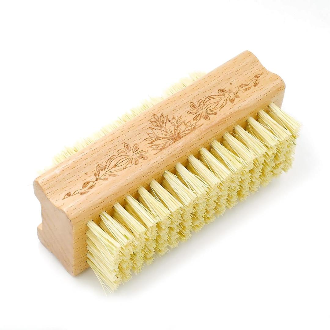Wooden Fingernail Brush & Nail Scrubber to Clean Under Nails, Hand and Toenail Care Brush (Flower)