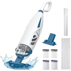 ENHULK Pool Vacuum for Above Ground Pool with 9' Extension Pole, 4 Filters, 26.5 Gallons/Min Powerful Suction, 1H Runtime, Cordless Handheld Pool Cleaner for Above/Inground Pools, PC68 Pro